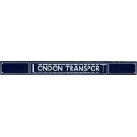London bus timetable noticeboard enamel HEADER PLATE 'London Transport' manufactured in 1930s