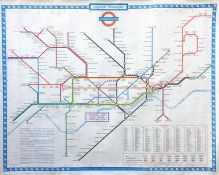 1962 (November) London Underground quad-royal POSTER MAP designed by Harold Hutchison. Shows the