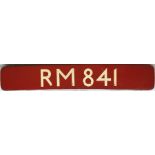 London Transport Routemaster bus BONNET FLEETNUMBER PLATE from RM 841. The original RM 841 entered