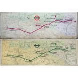 London Transport Metropolitan Line CARRIAGE MAPS dated 1936 (thick card, some damp stains at