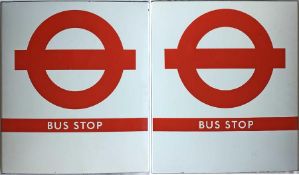 London Transport enamel compulsory BUS STOP FLAG, an E3 'boat'-style example of 1990s vintage,