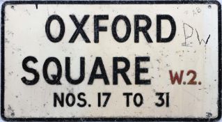 A London STREET SIGN for Oxford Square, W2, Nos 17 to 31. Oxford Square is in Bayswater, to the west