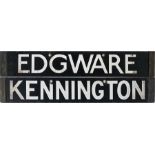 London Underground 38-Stock enamel DESTINATION PLATE for Edgware/Kennington on the Northern Line.