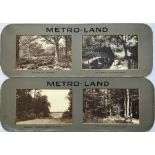 Pair of c1920s Metropolitan Railway CARRIAGE PRINTS 'Metro-Land', featuring pictures, framed in
