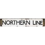 London Underground Standard/38 Tube Stock enamel DESTINATION PLATE 'Northern Line' in black on a