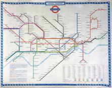 1960 (January) London Underground quad-royal POSTER MAP designed by Harold Hutchison. Shows the '