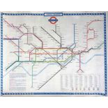 1960 (January) London Underground quad-royal POSTER MAP designed by Harold Hutchison. Shows the '