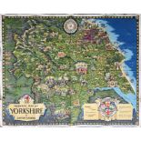 1959 British Railways (North-Eastern Region) quad-royal POSTER 'Pictorial Map of Yorkshire' by E H