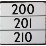 London Transport bus stop enamel E-PLATE for routes 200, 201, 210. Although in black, rather then