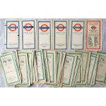 Selection of 1950s London Underground card DIAGRAMMATIC MAPS by H C Beck comprising issues 1253,