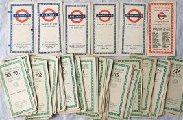 Selection of 1950s London Underground card DIAGRAMMATIC MAPS by H C Beck comprising issues 1253,