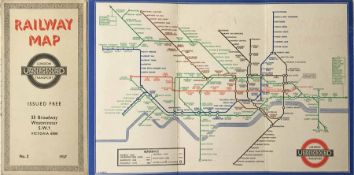 1937 London Underground diagrammatic, card POCKET MAP, designed by H C Beck. This is edition No 2,