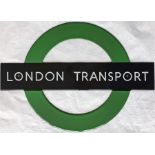 1950s/60s London Transport small ENAMEL BULLSEYE PLATE 'London Transport' as fitted to the sides