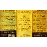Quantity (32) of London Transport 1970s Routemaster & RT bus SLIPBOARD POSTERS bearing a large