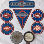 London Transport enamel BUS RADIATOR BADGE PLATES comprising the AEC RT-type & the Leyland RTL type,