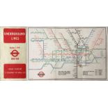 1941 wartime edition of the London Underground diagrammatic, card POCKET MAP, designed by H C