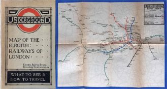 1919 London Underground MAP OF THE ELECTRIC RAILWAYS OF LONDON 'What to See & How to See it' with