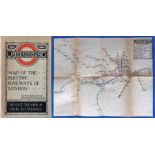 1919 London Underground MAP OF THE ELECTRIC RAILWAYS OF LONDON 'What to See & How to See it' with