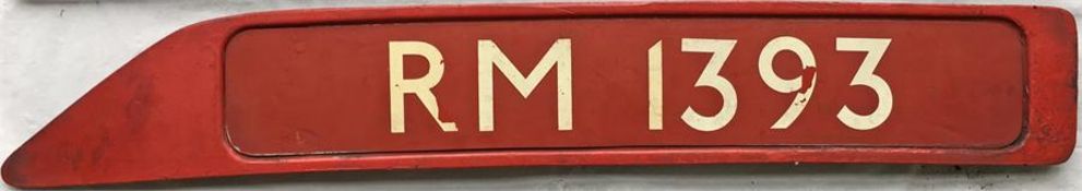 London Transport Routemaster bus BONNET FLEETNUMBER PLATE from RM 1393, complete with backing