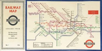 1936 London Underground diagrammatic, card POCKET MAP, designed by H C Beck. This is edition No 1,
