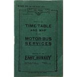 1921 East Surrey Traction Co Ltd TIMETABLE & MAP of the Motor-Bus Services, the October 1921
