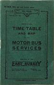 1921 East Surrey Traction Co Ltd TIMETABLE & MAP of the Motor-Bus Services, the October 1921