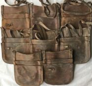 Quantity of London Transport bus conductors' leather CASH BAGS in varying states of repair and