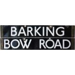 London Underground Q/CO/CP Stock enamel DESTINATION PLATE for Barking/Bow Road on the
