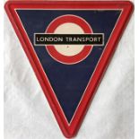 London Transport Routemaster RADIATOR BADGE, the plastic triangle version introduced in 1965. In