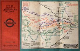 c1931 London Underground linen-card POCKET MAP from the Stingemore-designed series of 1925-32.