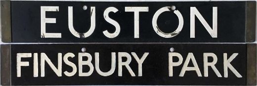 London Underground Standard Tube Stock enamel DESTINATION PLATE for Euston/Finsbury Park on the