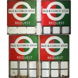 Pair of London Transport enamel BUS & COACH STOP FLAGS (request). 1950s/60s 'bullseye'-style, the