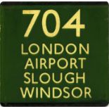 London Transport coach stop enamel E-PLATE for Green Line route 704 destinated London Airport,