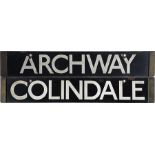 London Underground 38-Stock enamel DESTINATION PLATE for Archway/Colindale on the Northern Line.