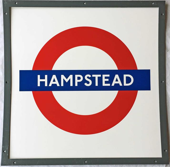 London Underground enamel PLATFORM SIGN from Hampstead station on the Northern Line. This is a