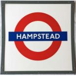 London Underground enamel PLATFORM SIGN from Hampstead station on the Northern Line. This is a