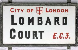 A City of London STREET SIGN from Lombard Court, EC2, a small street between Gracechurch Street