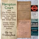 Small selection of London transport ephemera comprising a 1932 bus stop PANEL POSTER 'Hampton