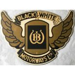 c1950s alloy SIGN for Black & White Motorways Ltd in the form of the company's well-known winged