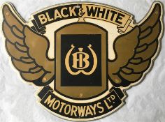 c1950s alloy SIGN for Black & White Motorways Ltd in the form of the company's well-known winged