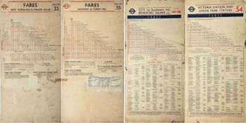 Pair of London Transport Tramways card FARECHARTS, both double-sided, the first for Kingsway