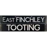 London Underground 38-Stock enamel DESTINATION PLATE for East Finchley/Tooting on the Northern Line.