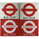 Matching pair of 1980s London Transport enamel, boat-style BUS STOP FLAGS, one compulsory, one