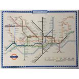 1964 London Underground POSTER MAP designed by Paul Garbutt. Measuring 20" x 15" (51cm x 38cm), this