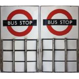 London Transport enamel BUS STOP FLAG (compulsory). A 1950s/60s 'bullseye'-style, E9-size, double-