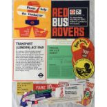 Quantity of London Transport PANEL POSTERS & STICKERS including 1960 'Please help the Conductor'