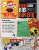 Quantity of London Transport PANEL POSTERS & STICKERS including 1960 'Please help the Conductor'