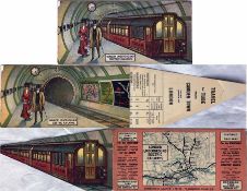 1907 London Underground Electric Railways advertising CARD with MAP, one of a series featuring
