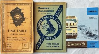 Selection of bus & coach TIMETABLE BOOKLETS comprising July 1934 London Transport London Area