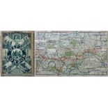 c1889 District Railway MAP of London, 5th edition. Card covers, the paper map opens out to 42" x